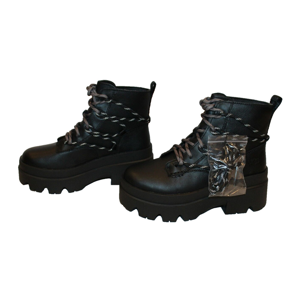 UGG WOMEN'S BRISBANE SUEDE LACE‎ UP PLATFORM WATERPROOF BOOTS BLACK NEW - Picture 6 of 10